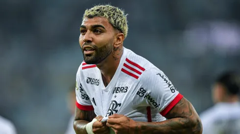 Gabigol jogador do Flamengo comemora seu gol durante partida contra o Vasco no estadio Maracana pelo campeonato Brasileiro A 2024. Foto: Thiago Ribeiro/AGIF