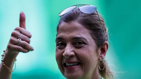 Leila Pereira antes de partida do Verdão. Crefisa está de saída do Clube Paulista.