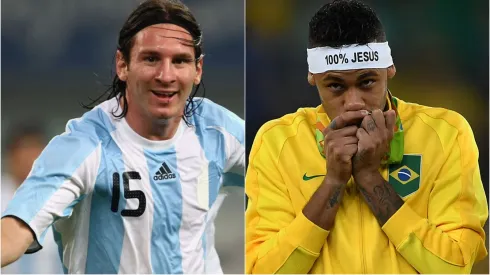 Messi e Neymar nas Olimpíadas. Foto: Laurence Griffiths/Photogamma/Getty Images