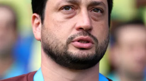 PARIS, FRANCE - JULY 28: Arthur Elias, Head Coach of Team Brazil looks on prior to the Women's group C match between Brazil and Japan during the Olympic Games Paris 2024 at Parc des Princes on July 28, 2024 in Paris, France. (Photo by Michael Steele/Getty Images)