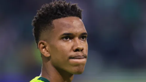 SP - SAO PAULO - 07/07/2024 - BRASILEIRO A 2024, PALMEIRAS X BAHIA - Estevao jogador do Palmeiras durante partida contra o Bahia no estadio Arena Allianz Parque pelo campeonato Brasileiro A 2024.