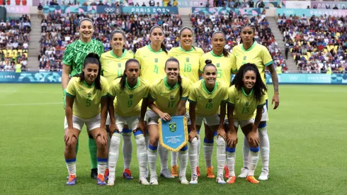Seleção Brasileira Feminina no jogo contra a França, nas quartas de final, pelas Olimpíadas.