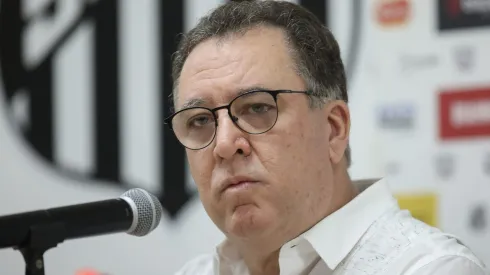 Marcelo Teixeira, presidente do Santos, em entrevista coletiva no CT Rei Pelé, no dia 21/06/2024.