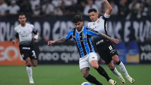 Nathan jogador do Gremio durante partida contra o Corinthians no estadio Arena Corinthians pelo campeonato Brasileiro A 2024.