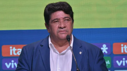 Ednaldo Rodrigues, presidente da CBF, durante a convocação de Dorival Júnior pela Seleção Brasileira para a Copa América, no Rio de Janeiro, no dia 10/05/2024. Foto: Saulo Angelo