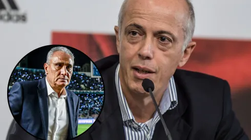 Wallim Vasconcellos, candidato à presidência, e Tite, treinador do Flamengo. Fotos: IMAGO/Fotoarena