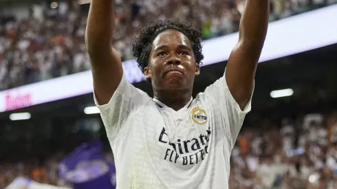 August 25, 2024, Madrid, Madrid, Spain: Endrick Felipe Moreira of Real Madrid CF celebrates after scoring a goal during La Liga football match between Real Madrid CF v Real Valladolid at Santiago Bernabeu Stadium in Madrid, Spain, August 25, 2024 Madrid Spain - ZUMAa206 20240825_zsp_a206_100 Copyright: xRubenxAlbarranx