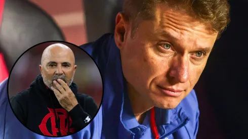 Fernando Seabra, treinador do Cruzeiro, e Jorge Sampaoli. Fotos: IMAGO - Yuri Murakami/Fotoarena e Ruano Carneiro/ZUMA Press Wire