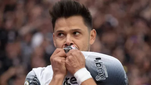 Ángel Romero comemorando gol em partida contra o Flamengo, na Neo Química Arena, pelo Campeonato Brasileiro, no dia 01/09/2024. Foto: Rodilei Morais
