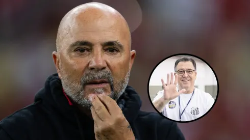 Sampaoli é o favorito de Marcelo Teixeira para assumir Peixe em 2025 - Fotos: IMAGO e Raul Baretta/Santos FC