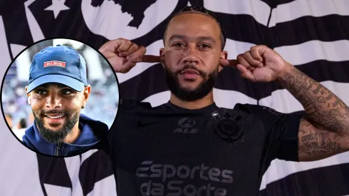 Layvin Kurzawa e Memphis Depay. Foto: ThierryBreton/Panoramic/IMAGO e Rodrigo Coca/Ag. Corinthians