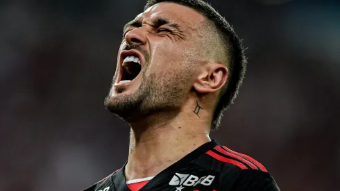 Arrascaeta comemorando gol em Flamengo X Bahia, no Maracanã, pelas quartas de final da Copa do Brasil, no Maracanã, no dia 12/09/2024.