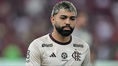 Gabigol jogador do Flamengo durante aquecimento antes da partida contra o Bahia. Foto: Thiago Ribeiro/AGIF