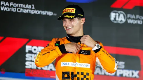 Norris no pódio do GP de Singapura (2024)