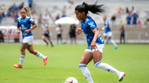 Marilia jogadora do Cruzeiro durante partida contra o Atletico-MG no estadio Mineirao pelo campeonato Mineiro Feminino