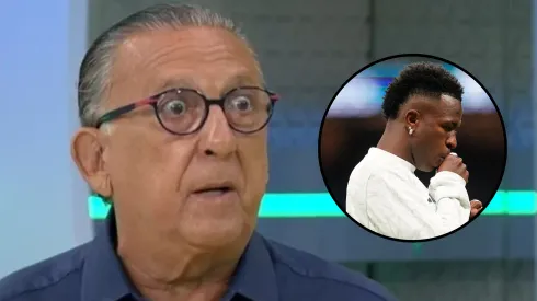 Galvão Bueno apoiou Vinicius Júnior. Fotos: Reprodução/Globo e IMAGO/ ABACAPRESS