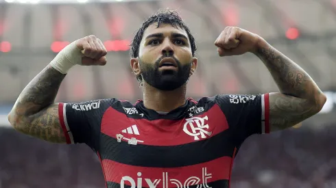 Gabigol comemora gol pelo Flamengo. Foto: Alexandre Loureiro/AGIF