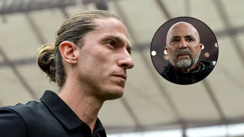 Filipe Luís cita influência de Jorge Sampaoli no atual elenco do Flamengo. Fotos: Thiago Ribeiro/AGIF