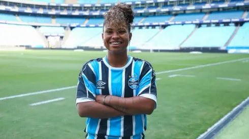 Dayana Rodríguez, jogadora do Grêmio após apresentação em coletiva