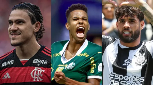 Pedro, Estêvão e Yuri Alberto. Foto: Isabela Azine/Marcello Zambrana/Marco Miatelo/AGIF