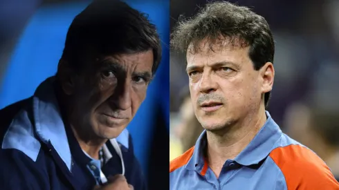 Técnico do Racing, Gustavo Costas, e do Cruzeiro, Fernando Diniz. Foto: Gilson Lobo/AGIF; Marcelo Endelli/Getty Images