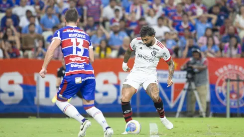 Gabigol jogador do Flamengo durante partida contra o Fortaleza pelo Campeonato Brasileiro A 2024. Foto: Baggio Rodrigues/AGIF