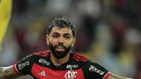 Gabigol durante comemoração de gol pelo Fla.