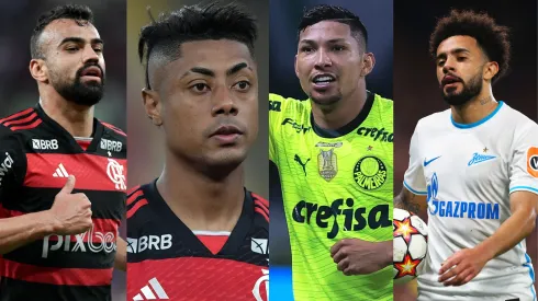 Confira as principais saídas, chegadas e especulações deste domingo (05/01). Fotos: Fabrício Bruno, Bruno Henrique e Rony (AGIF); Claudinho (Getty Images)