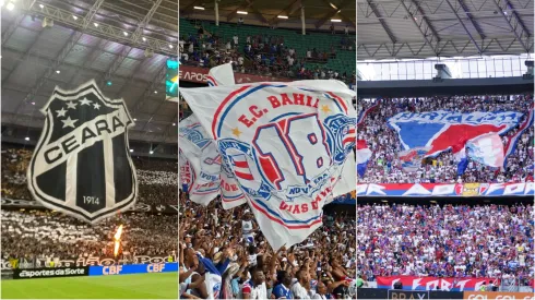 As torcidas do Ceará, Bahia e Fortaleza estão entre as melhores da região. Foto: Lucas Emanuel/Walmir Cirne/Baggio Rodrigues/AGIG
