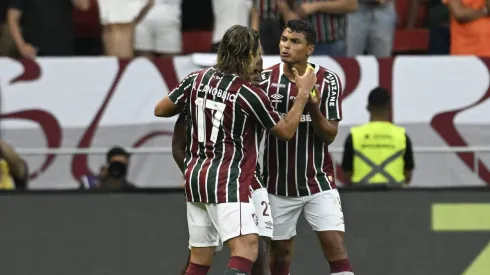 Thiago Silva jogador do Fluminense comemora seu gol durante partida contra o Vasco no estádio Mane Garrincha pelo campeonato Carioca 2025. Foto: Mateus Bonomi/AGIF