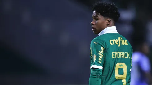 Endrick, do Palmeiras, durante partida contra o Independiente del Valle no Allianz Parque pela Copa Libertadores 2024. Foto: Ettore Chiereguini / AGIF