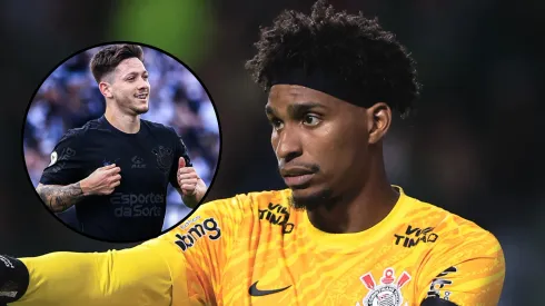 Hugo Souza e Rodrigo Garro, do Corinthians. Fotos: Ettore Chiereguini e Marcello Zambrana/AGIF