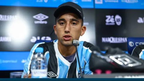 Olivera em entrevista coletiva no Grêmio (FOTO: LUCAS UEBEL/GREMIO FBPA)