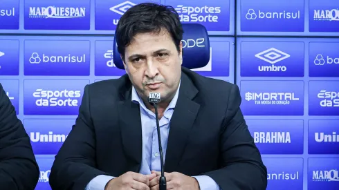Alberto Guerra presidente do Grêmio durante em coletiva de imprensa realizada no CT Luíz Carvalho.