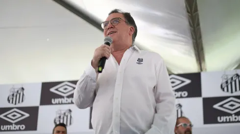 Marcelo Teixeira presidente do Santos durante lançamento do terceiro uniforme no estadio Paulo Machado de Carvalho, no bairro do Pacaembu, em Sao Paulo, nesta sexta-feira (13). Foto: Reinaldo Campos/AGIF