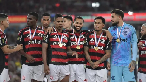 Parte do elenco do Flamengo que foi campeão carioca neste ano. Foto: Thiago Ribeiro/AGIF
