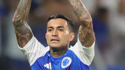 MG – BELO HORIZONTE – 29/03/2025 – BRASILEIRO A 2025, CRUZEIRO X MIRASSOL – Dudu jogador do Cruzeiro comemora seu gol durante partida contra o Mirassol no estadio Mineirao pelo campeonato Brasileiro A 2025.