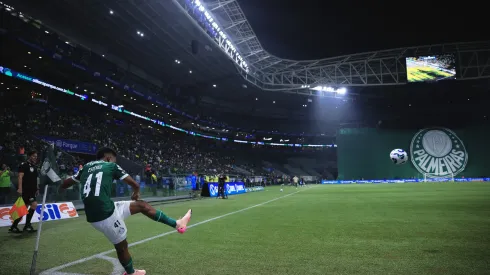 Estevão jogador do Palmeiras durante partida contra o Bahia no estádio Arena Allianz Parque pelo campeonato Brasileiro A 2025. Foto: Ettore Chiereguini/AGIF