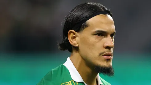 Gustavo Gomez, jogador do Palmeiras durante execucao do hino nacional antes da partida contra o Botafogo no estadio Arena Allianz Parque pelo campeonato Brasileiro A 2024.