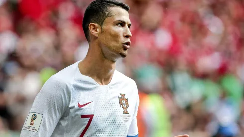Cristiano Ronaldo durante partida entre Portugal e Marrocos, pela Copa do Mundo de 2018.