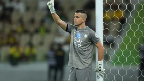 JEDDAH, SAUDI ARABIA – FEBRUARY 1: Marcelo Grohe of Al Kholood reacts during the Saudi Pro League match between Al Ittihad and Al Kholood at Prince Abduallah Al Faisal Stadium on February 1, 2025 in Jeddah, Saudi Arabia. (Photo by Yasser Bakhsh/Getty Images)