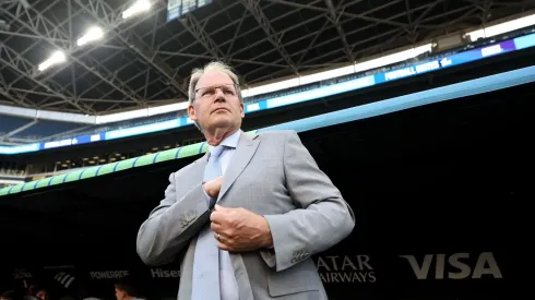 Brian Schmetzer, Head Coach of Seattle Sounders FC, looks on prior to the FIFA Club World Cup 2025 group B match between Botafogo FR and Seattle Sounders FC at Lumen Field on June 15, 2025 in Seattle, Washington. (Photo by Buda Mendes/Getty Images)