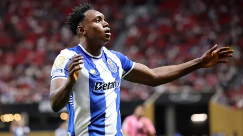ATLANTA, GEORGIA – JUNE 19: Samu Aghehowa #9 of FC Porto reacts during the FIFA Club World Cup 2025 group A match between Internacional CF Miami and FC Porto at Mercedes-Benz Stadium on June 19, 2025 in Atlanta, Georgia. (Photo by Alex Grimm/Getty Images)