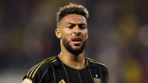 LOS ANGELES, CALIFORNIA – MAY 31: Denis Bouanga #99 of Los Angeles Football Club looks on against the Club América during a FIFA Club World Cup 2025 Play-In at BMO Stadium on May 31, 2025 in Los Angeles, California. (Photo by Luke Hales/Getty Images)
