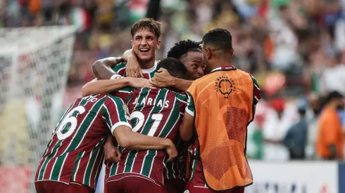 Atletas do Tricolor das Laranjeiras celebram tento anotado no Mundial. Foto: Lucas Merçon/Fluminense.