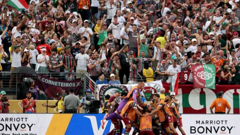 EAST RUTHERFORD, NEW JERSEY – JUNE 21: Juan Freytes #22 of Fluminense FC celebrates scoring his team's third goal with teammates during the FIFA Club World Cup 2025 group F match between Fluminense FC and Ulsan HD FC at MetLife Stadium on June 21, 2025 in East Rutherford, New Jersey. (Photo by Francois Nel/Getty Images)