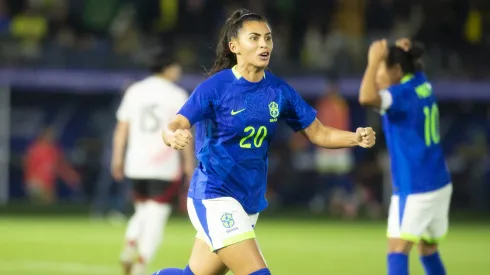 SP – BRAGANCA PAULISTA – 02/06/2025 – AMISTOSO FUTEBOL FEMININO, BRASIL X JAPAO – Mariza jogadora do Brasil comemora gol do Brasil durante partida contra o Japao no estadio Cicero De Souza Marques pelo campeonato Amistoso. Foto: Anderson Romao/AGIF