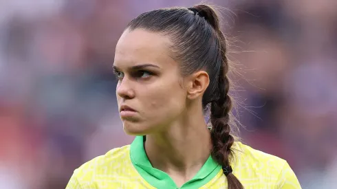 Ana Vitoria of Team Brazil during the Women's Quarterfinal match between France and Brazil during the Olympic Games Paris 2024 at Stade de la Beaujoire on August 03, 2024 in Nantes, France. (Photo by Robert Cianflone/Getty Images)