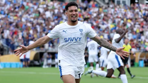 ORLANDO, FLORIDA – JULY 04: Marcos Leonardo #11 of Al Hilal celebrates scoring his team's first goal during the FIFA Club World Cup 2025 quarter final match between Fluminense FC and Al Hilal at Camping World Stadium on July 04, 2025 in Orlando, Florida. (Photo by Megan Briggs/Getty Images)