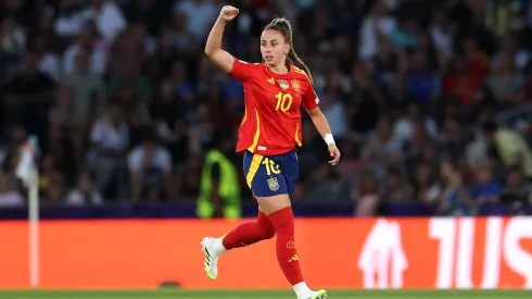 BERN, SWITZERLAND – JULY 11: Athenea del Castillo of Spain celebrates scoring her team's first goal during the UEFA Women's EURO 2025 Group B match between Italy and Spain at Stadion Wankdorf on July 11, 2025 in Bern, Switzerland. (Photo by Eddie Keogh/Getty Images)